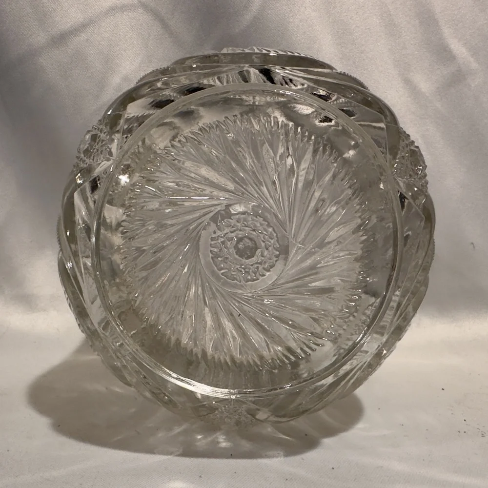 Vintage Pressed Glass Ice Bucket Pinwheel Star Pattern Planter